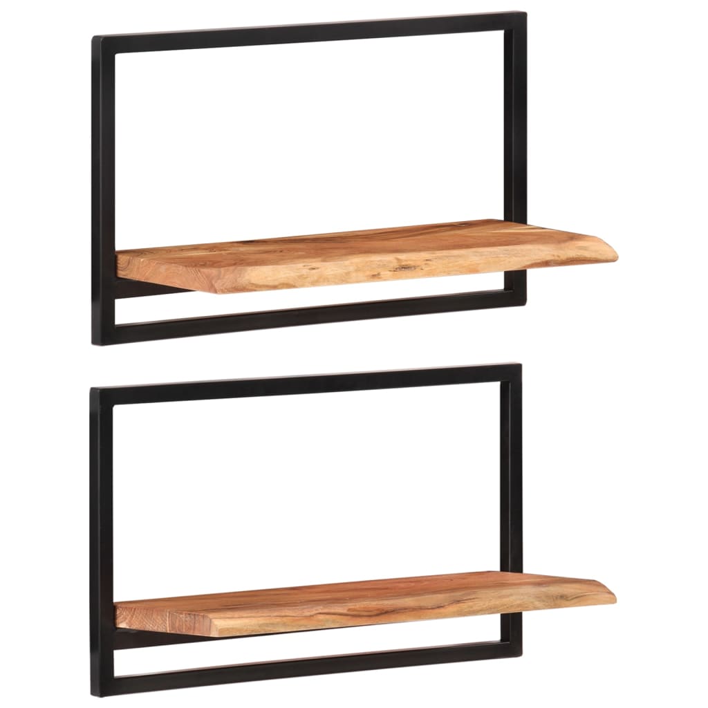 vidaXL Półki ścienne, 2 szt., 60x25x35 cm, lite drewno akacjowe i stal