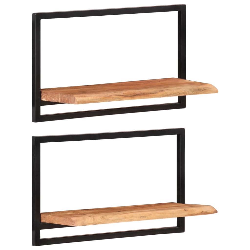 vidaXL Półki ścienne, 2 szt., 60x25x35 cm, lite drewno akacjowe i stal