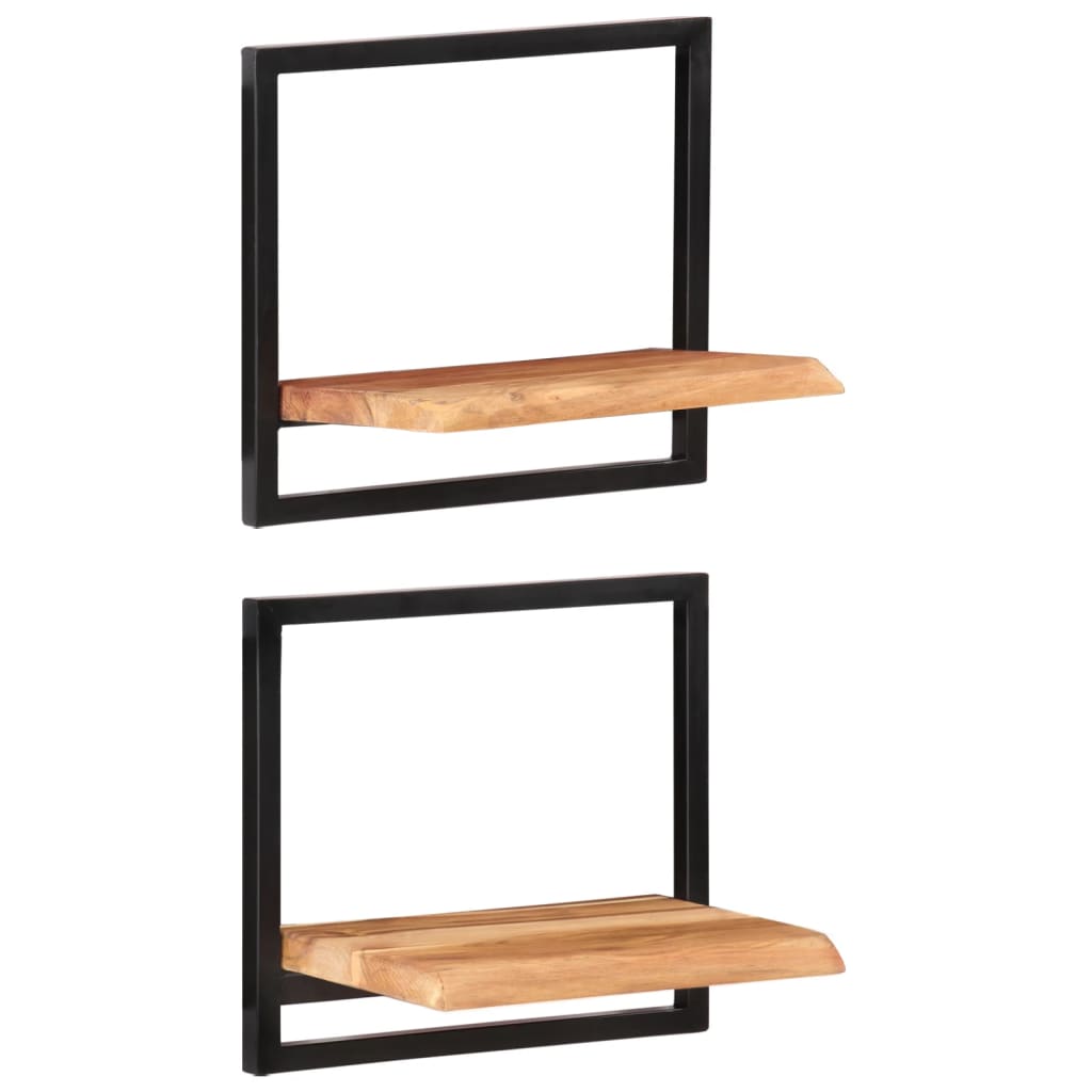 vidaXL Półki ścienne, 2 szt., 40x24x35 cm, lite drewno akacjowe i stal