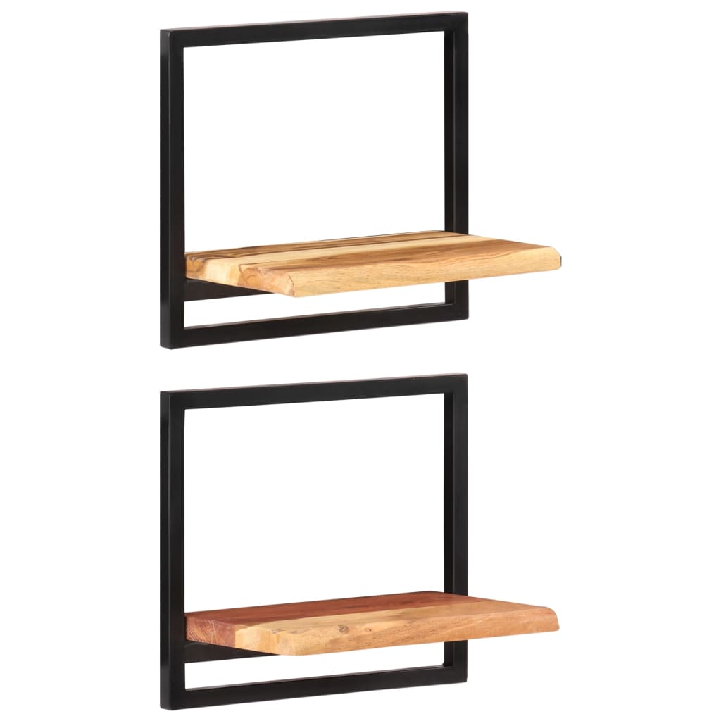 vidaXL Półki ścienne, 2 szt., 40x24x35 cm, lite drewno akacjowe i stal