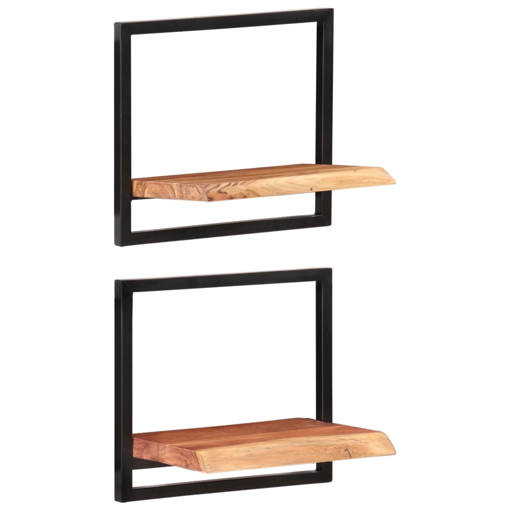 vidaXL Półki ścienne, 2 szt., 40x24x35 cm, lite drewno akacjowe i stal