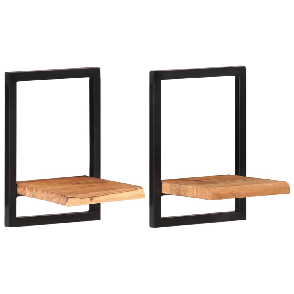 vidaXL Półki ścienne, 2 szt., 25x25x35 cm, lite drewno akacjowe i stal