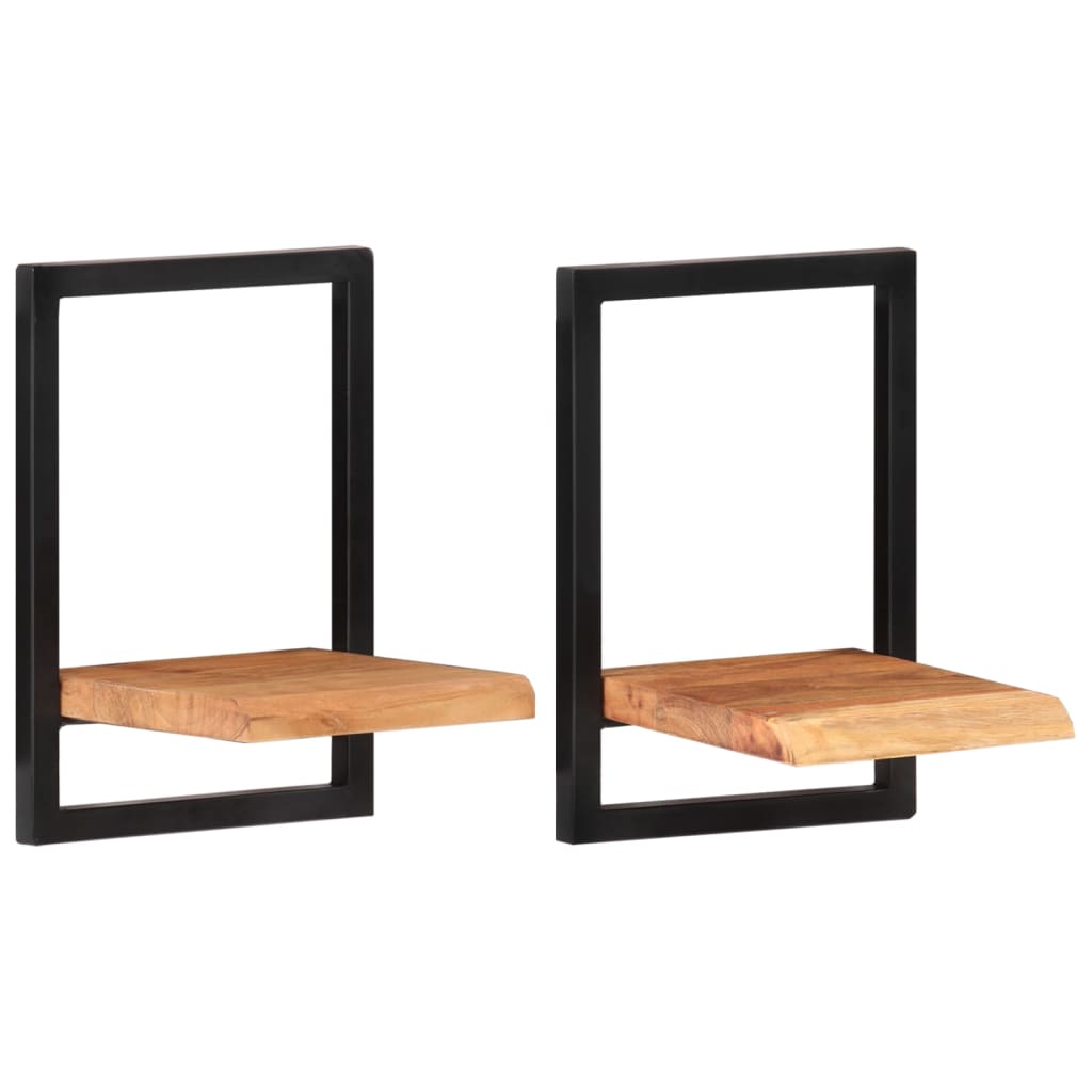 vidaXL Półki ścienne, 2 szt., 25x25x35 cm, lite drewno akacjowe i stal