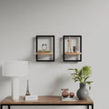 vidaXL Półki ścienne, 2 szt., 25x25x35 cm, lite drewno akacjowe i stal