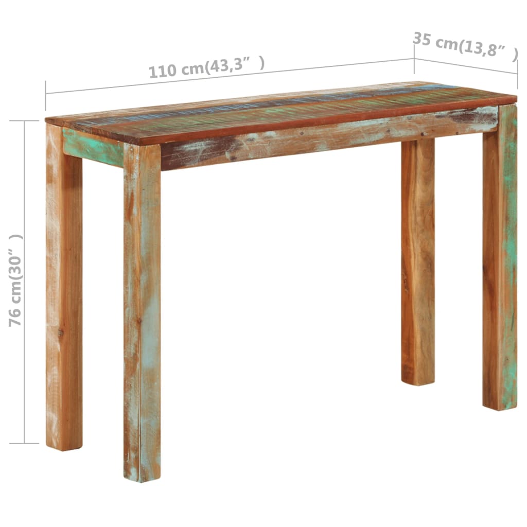 vidaXL Stolik typu konsola, 110 x 35 x 76 cm, lite drewno z odzysku