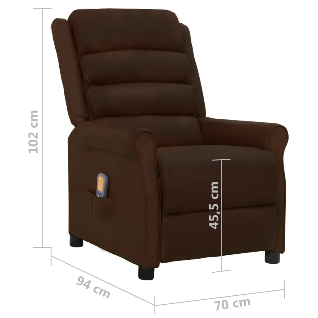 vidaXL Fotel masujący, brązowy, sztuczna skóra