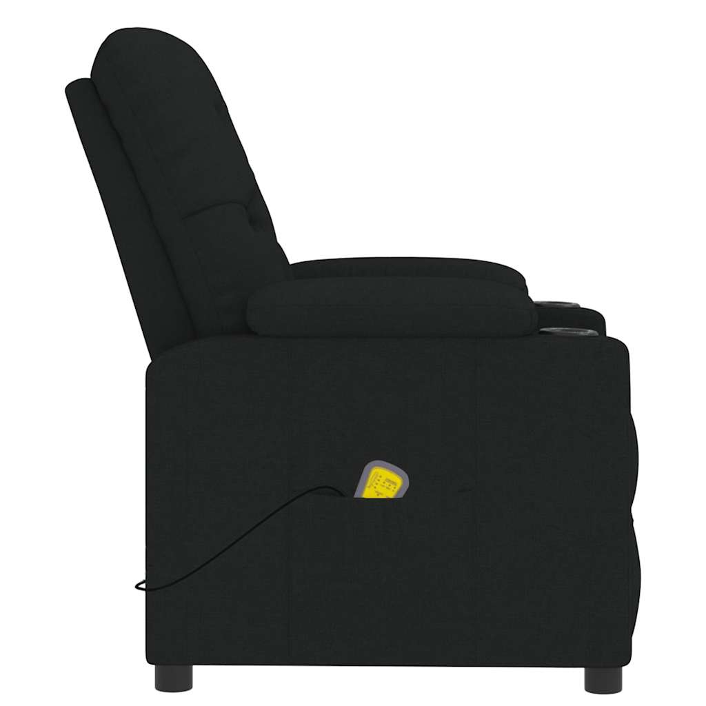 vidaXL Fotel z masażem, czarny, obity tkaniną