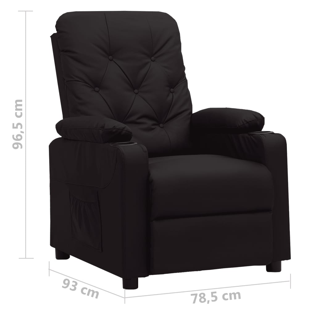 vidaXL Fotel rozkładany, czarny, sztuczna skóra