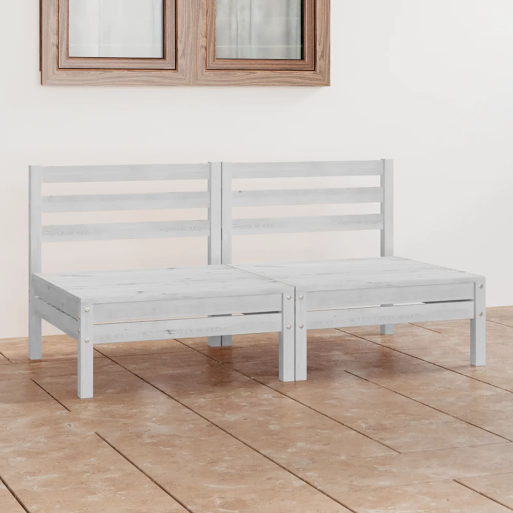 vidaXL 2-osobowa sofa ogrodowa, biała, lite drewno sosnowe