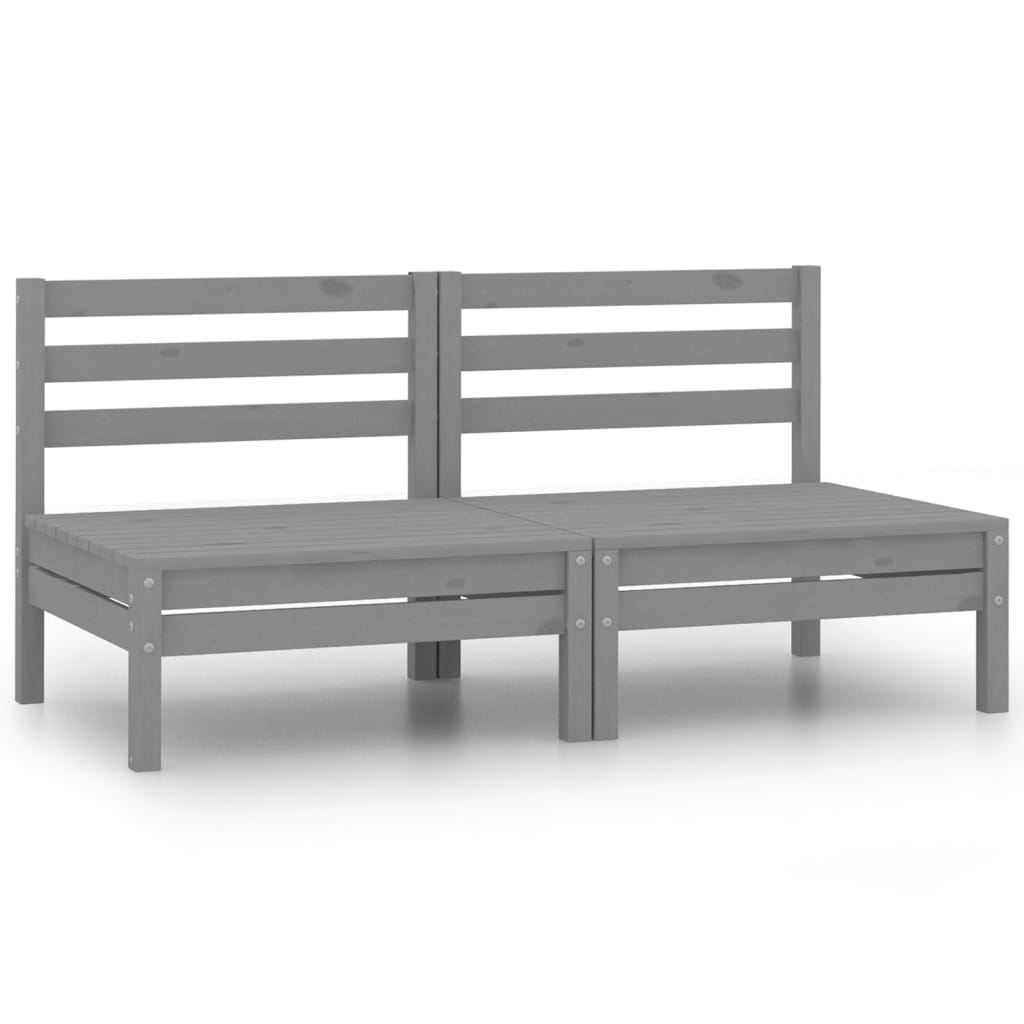 vidaXL 2-osobowa sofa ogrodowa, szara, lite drewno sosnowe