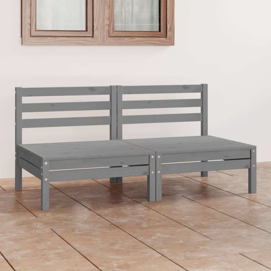 vidaXL 2-osobowa sofa ogrodowa, szara, lite drewno sosnowe