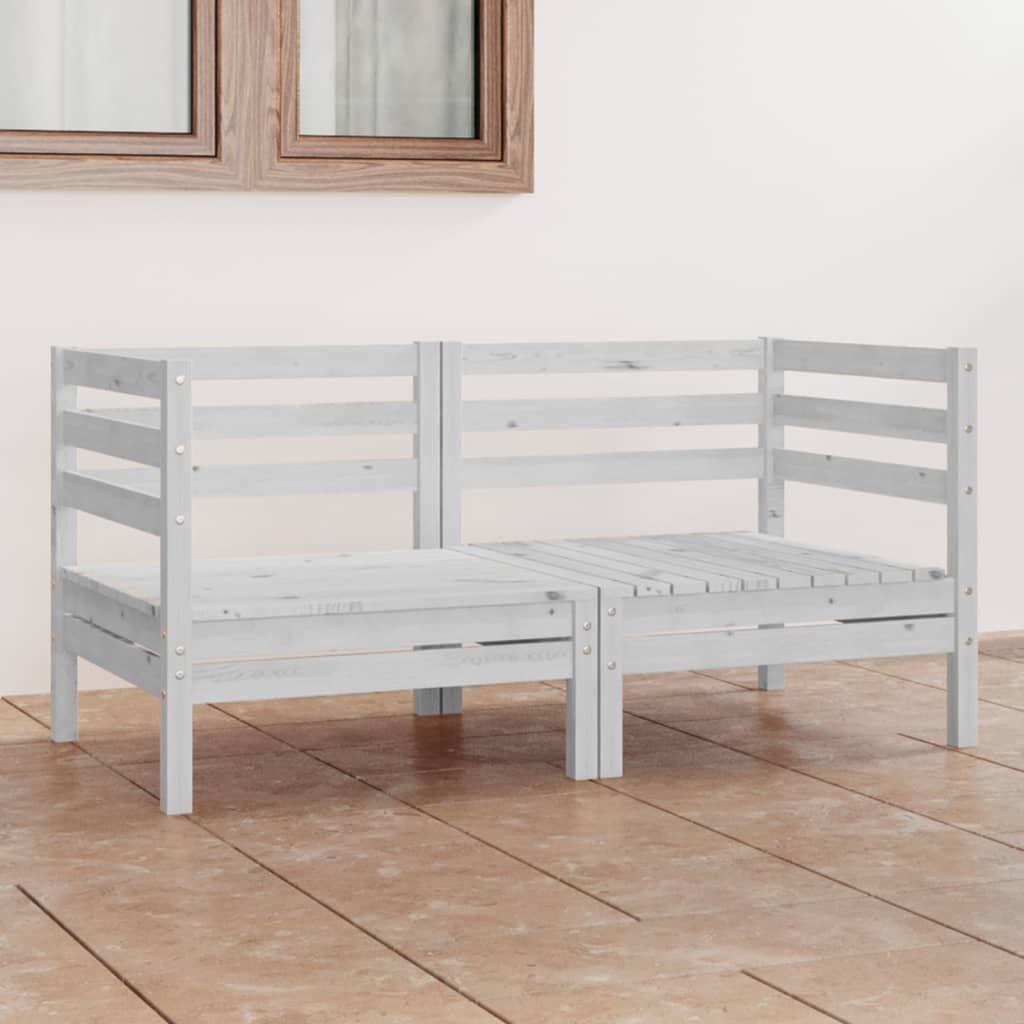 vidaXL 2-osobowa sofa ogrodowa, biała, lite drewno sosnowe