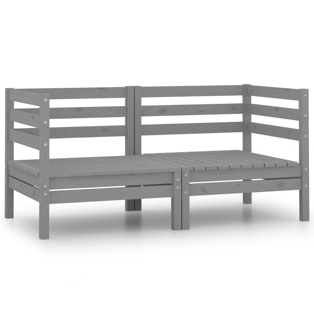 vidaXL 2-osobowa sofa ogrodowa, szara, lite drewno sosnowe
