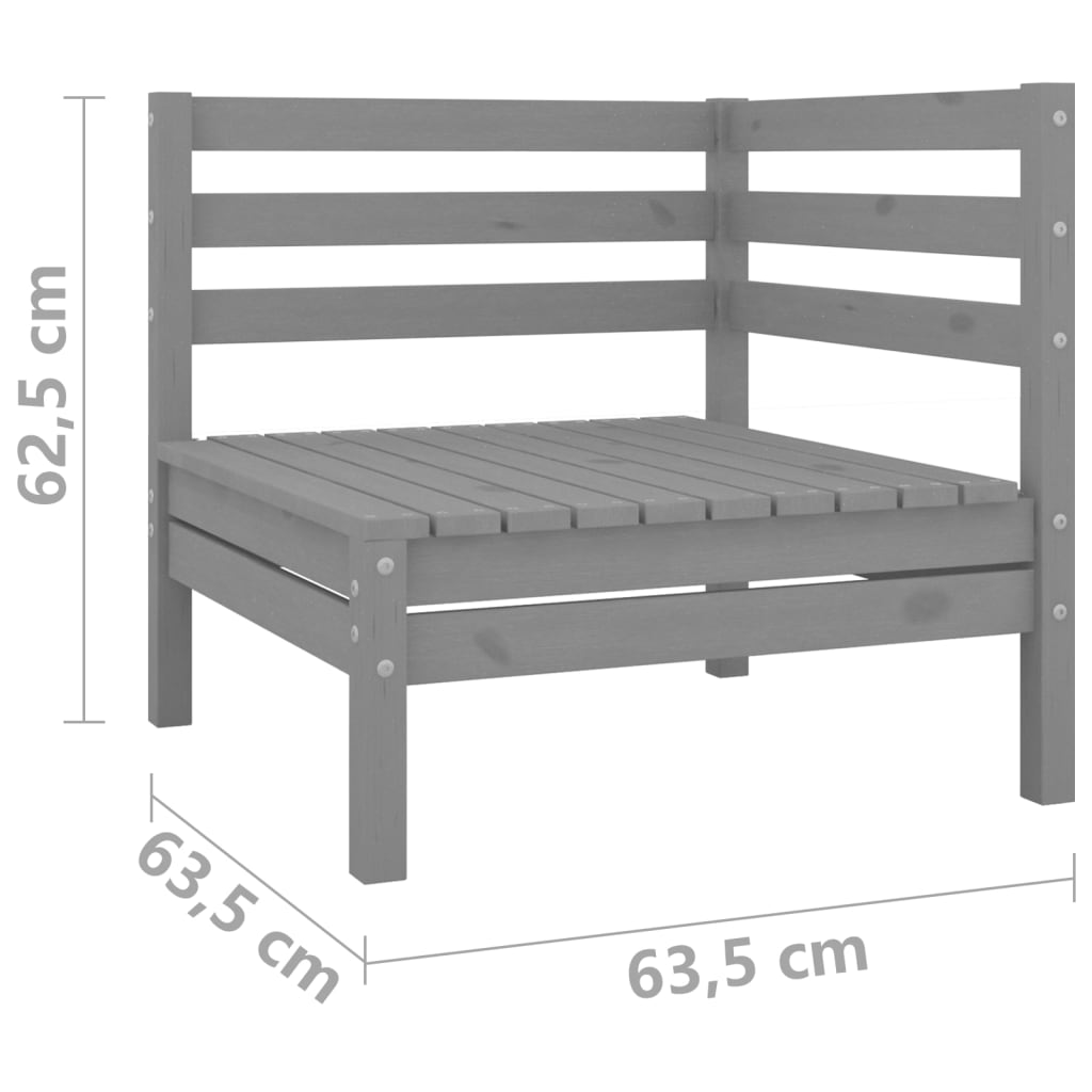 vidaXL 2-osobowa sofa ogrodowa, szara, lite drewno sosnowe