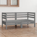 vidaXL 2-osobowa sofa ogrodowa, szara, lite drewno sosnowe