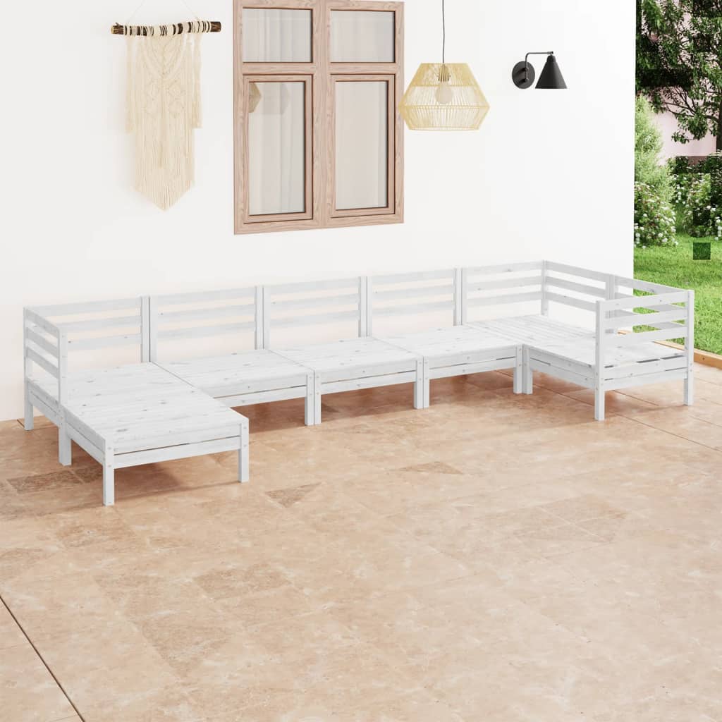 vidaXL 7-cz. zestaw wypoczynkowy do ogrodu, biały, drewno sosnowe