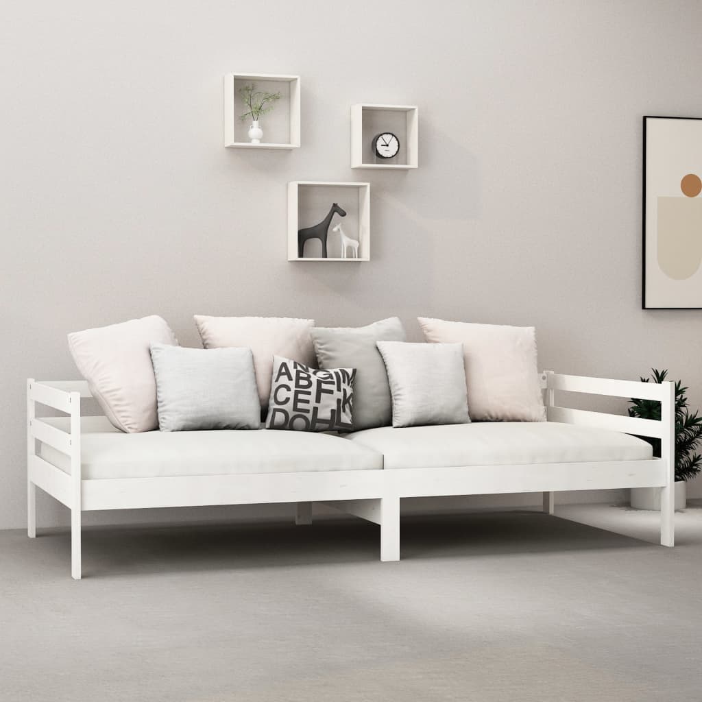 vidaXL Łóżko dzienne z materacem, 90x200 cm, białe, drewno sosnowe