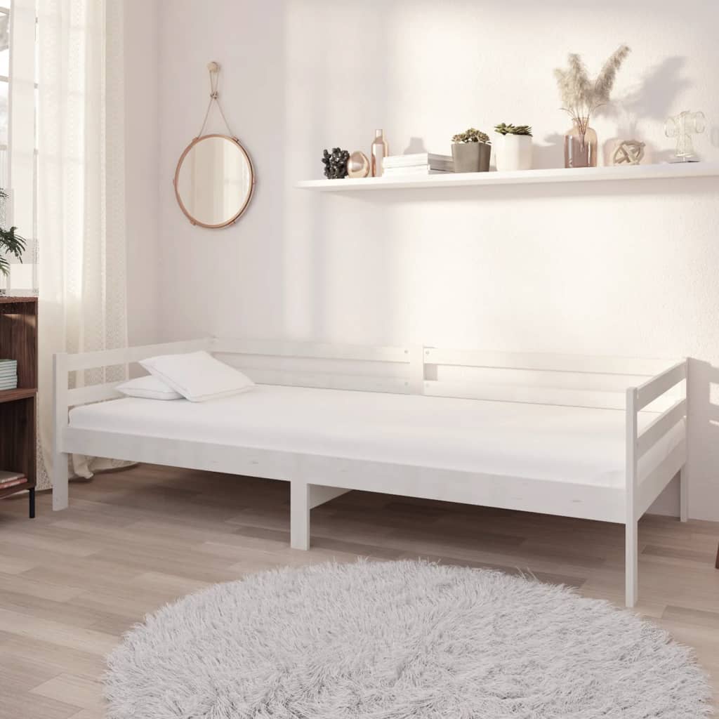 vidaXL Łóżko dzienne z materacem, 90x200 cm, białe, drewno sosnowe