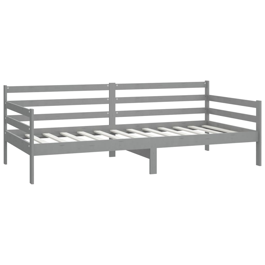 vidaXL Łóżko dzienne z materacem, 90x200 cm, szare, drewno sosnowe