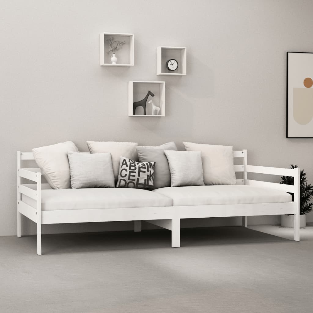 vidaXL Łóżko dzienne z materacem, 90x200 cm, białe, drewno sosnowe