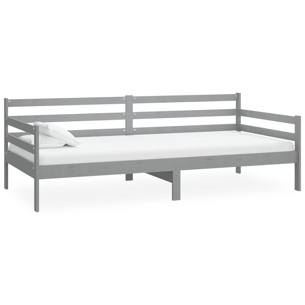 vidaXL Łóżko dzienne z materacem, 90x200 cm, szare, drewno sosnowe