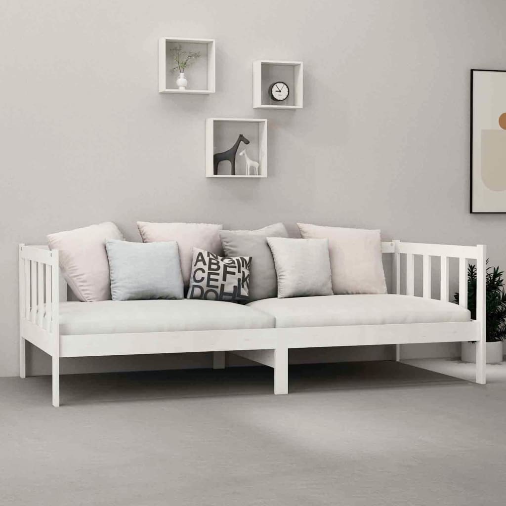vidaXL Łóżko dzienne z materacem, 90x200 cm, białe, drewno sosnowe