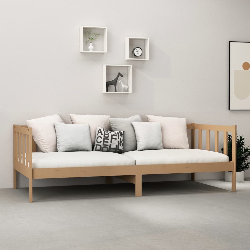 vidaXL Łóżko dzienne z materacem, 90x200 cm, miodowy brąz, sosnowe