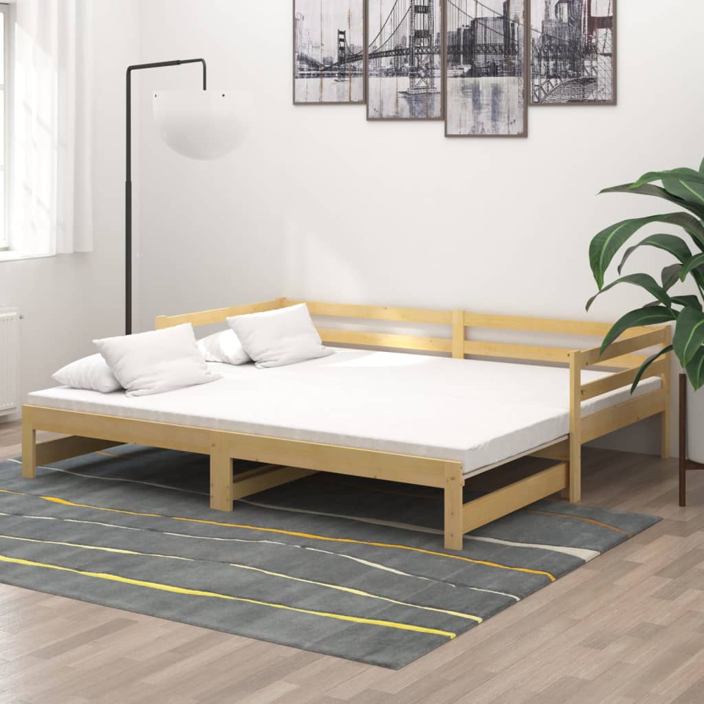 vidaXL Łóżko wysuwane, 2 x (90x200) cm, lite drewno sosnowe