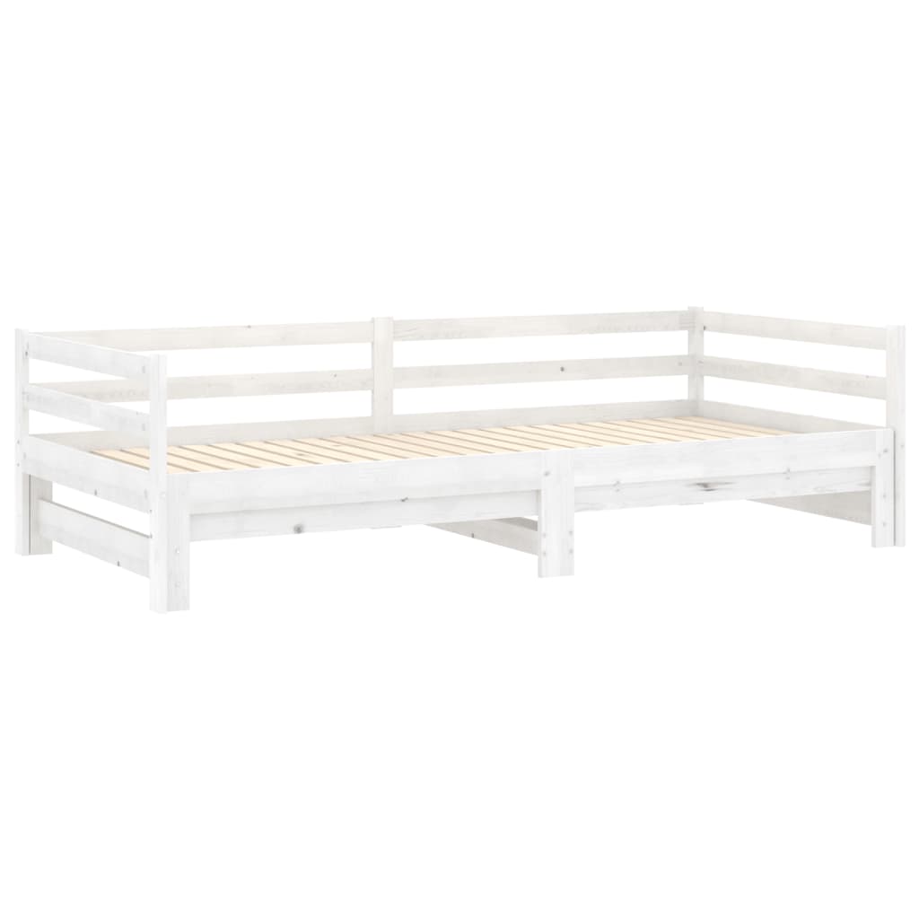 vidaXL Łóżko wysuwane, 2 x (90x200) cm, białe, lite drewno sosnowe