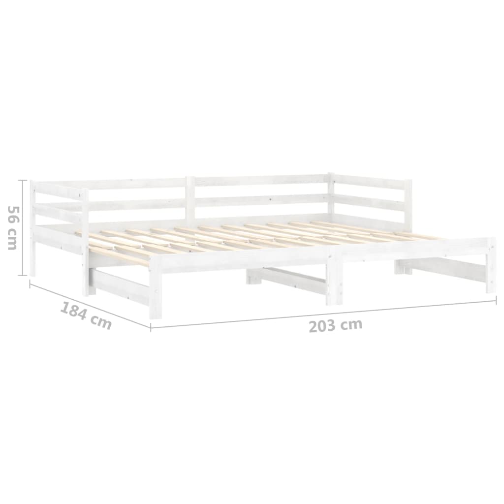 vidaXL Łóżko wysuwane, 2 x (90x200) cm, białe, lite drewno sosnowe