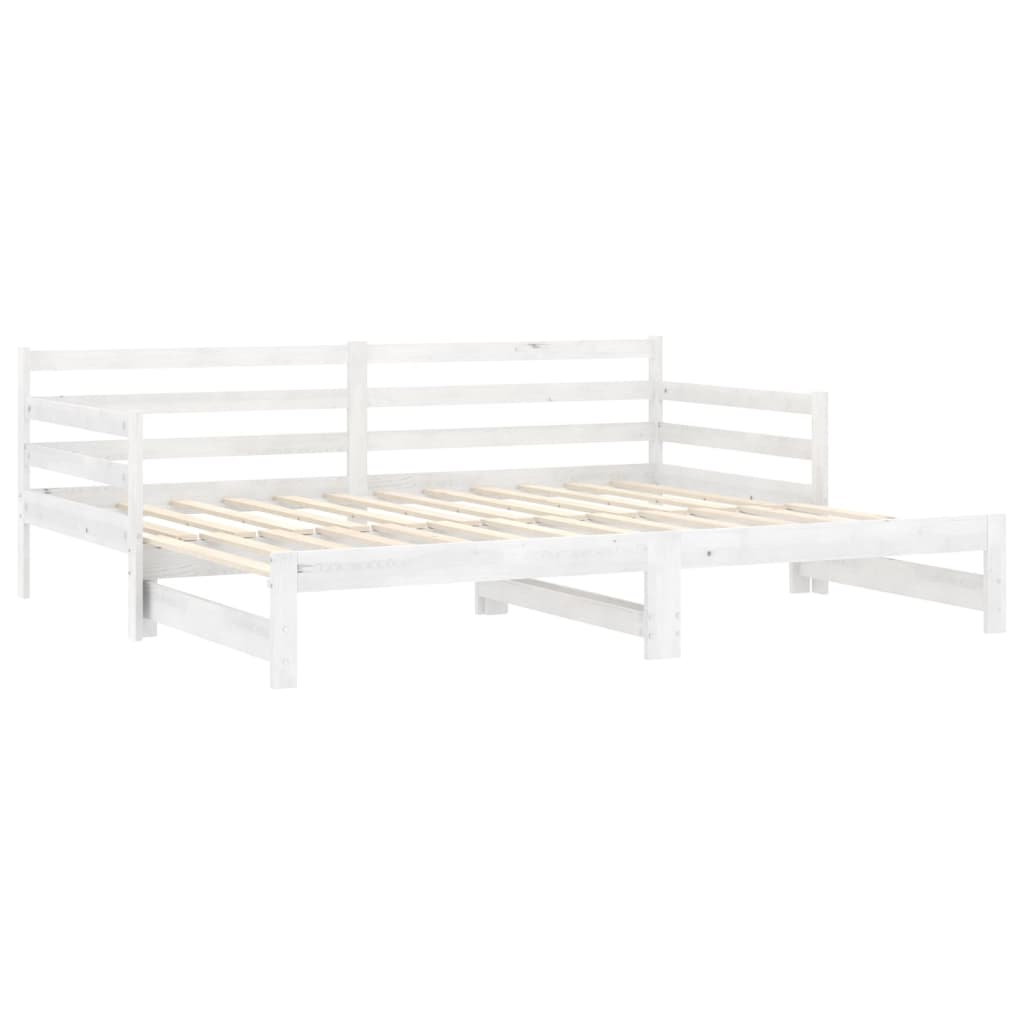 vidaXL Łóżko wysuwane, 2 x (90x200) cm, białe, lite drewno sosnowe