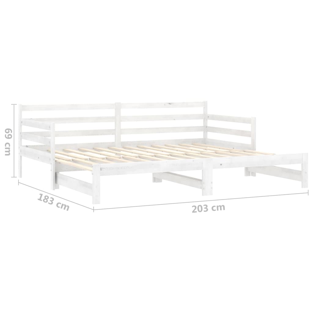 vidaXL Łóżko wysuwane, 2 x (90x200) cm, białe, lite drewno sosnowe