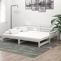 vidaXL Łóżko wysuwane, 2 x (90x200) cm, białe, lite drewno sosnowe