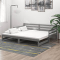 vidaXL Łóżko wysuwane, 2 x (90x200) cm, szare, lite drewno sosnowe