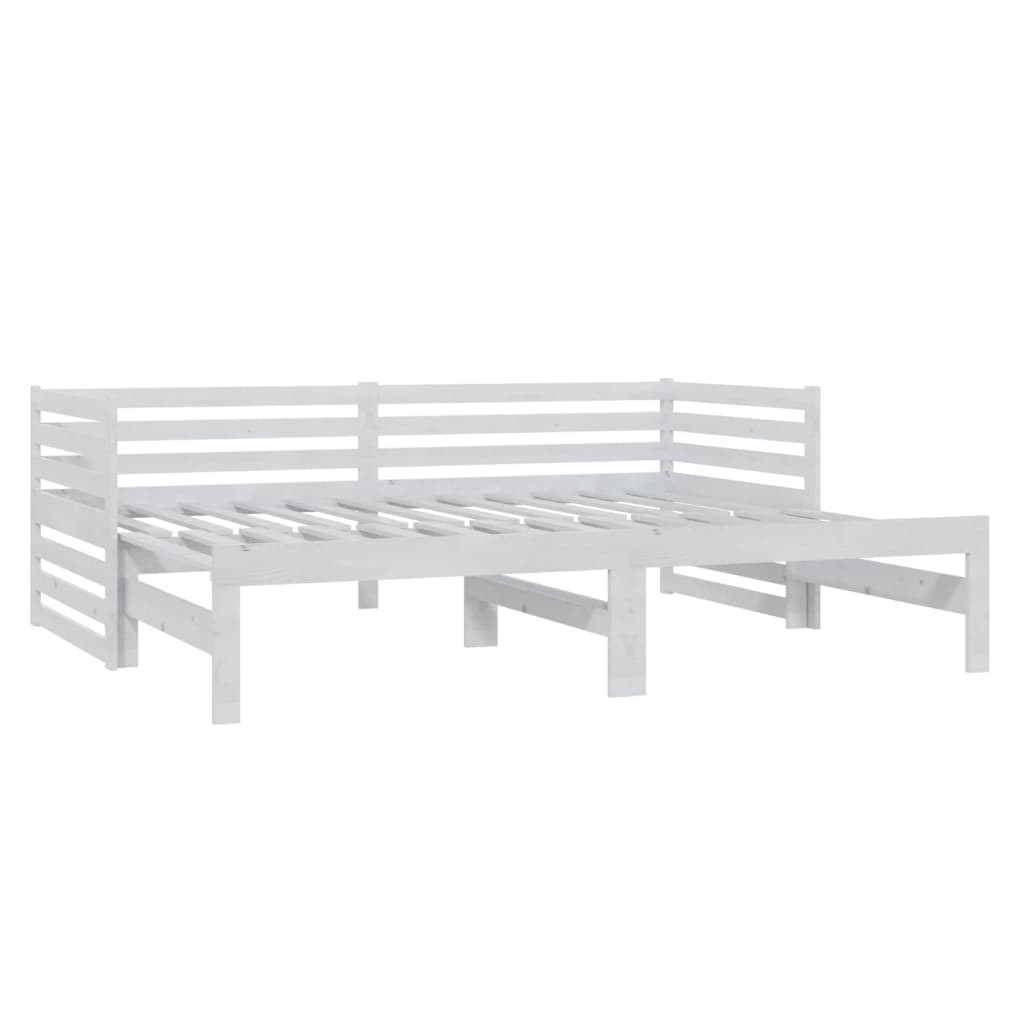 vidaXL Łóżko wysuwane, 2 x (90x200) cm, białe, lite drewno sosnowe