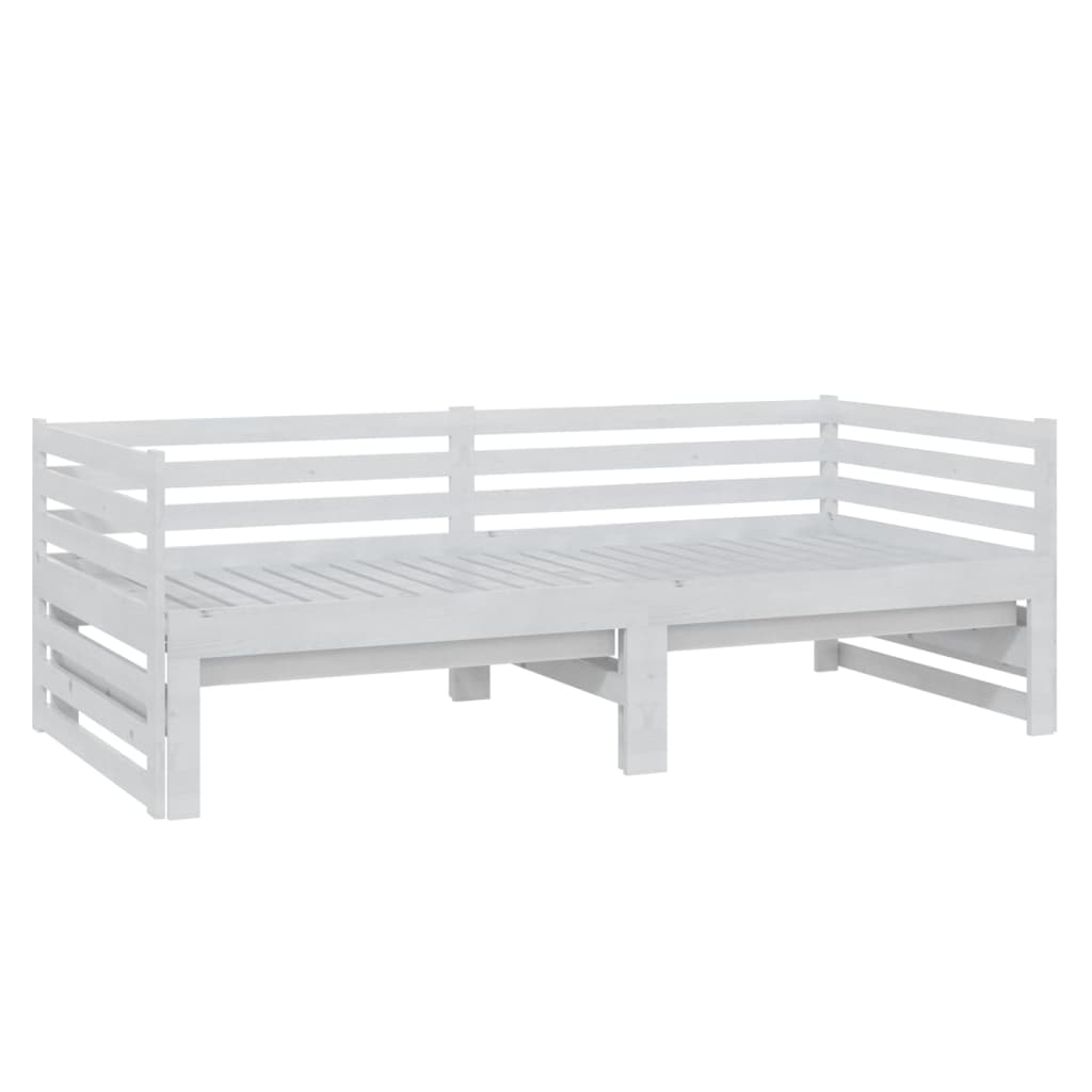 vidaXL Łóżko wysuwane, 2 x (90x200) cm, białe, lite drewno sosnowe