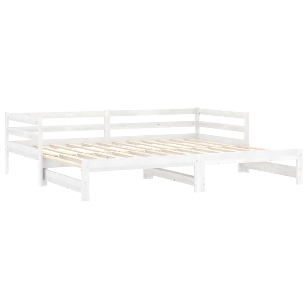 vidaXL Łóżko wysuwane, 2 x (90x200) cm, białe, lite drewno sosnowe