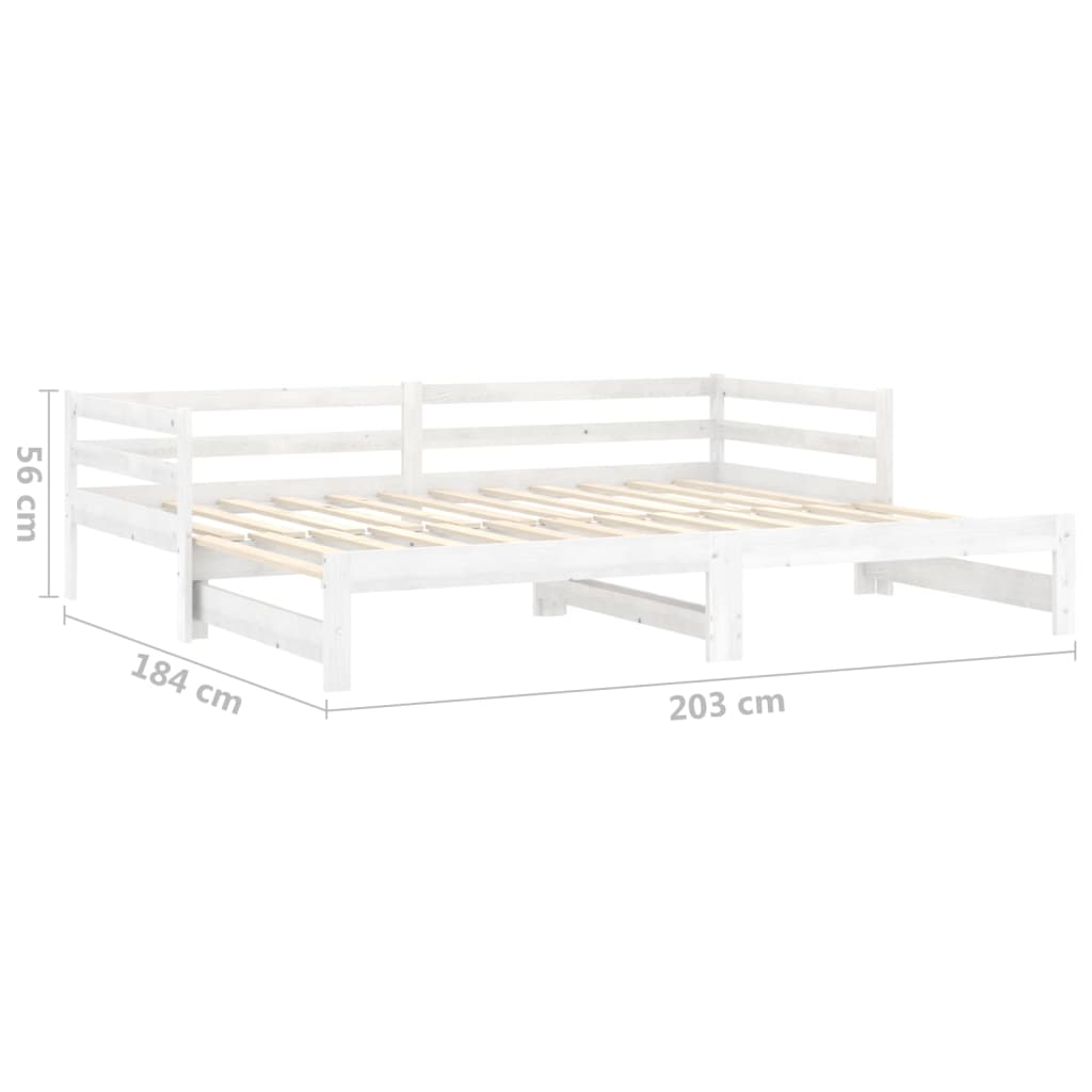 vidaXL Łóżko wysuwane, 2 x (90x200) cm, białe, lite drewno sosnowe