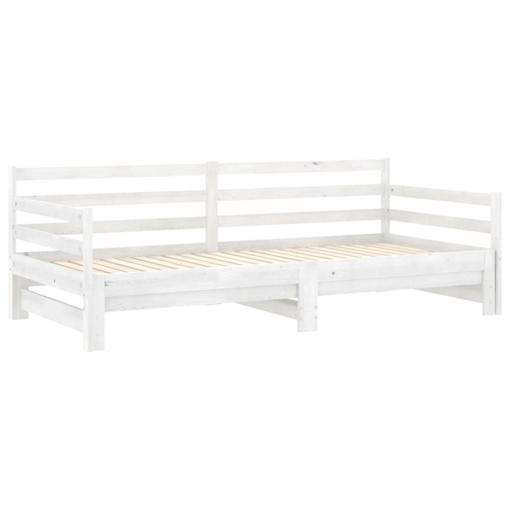 vidaXL Łóżko wysuwane, 2 x (90x200) cm, białe, lite drewno sosnowe
