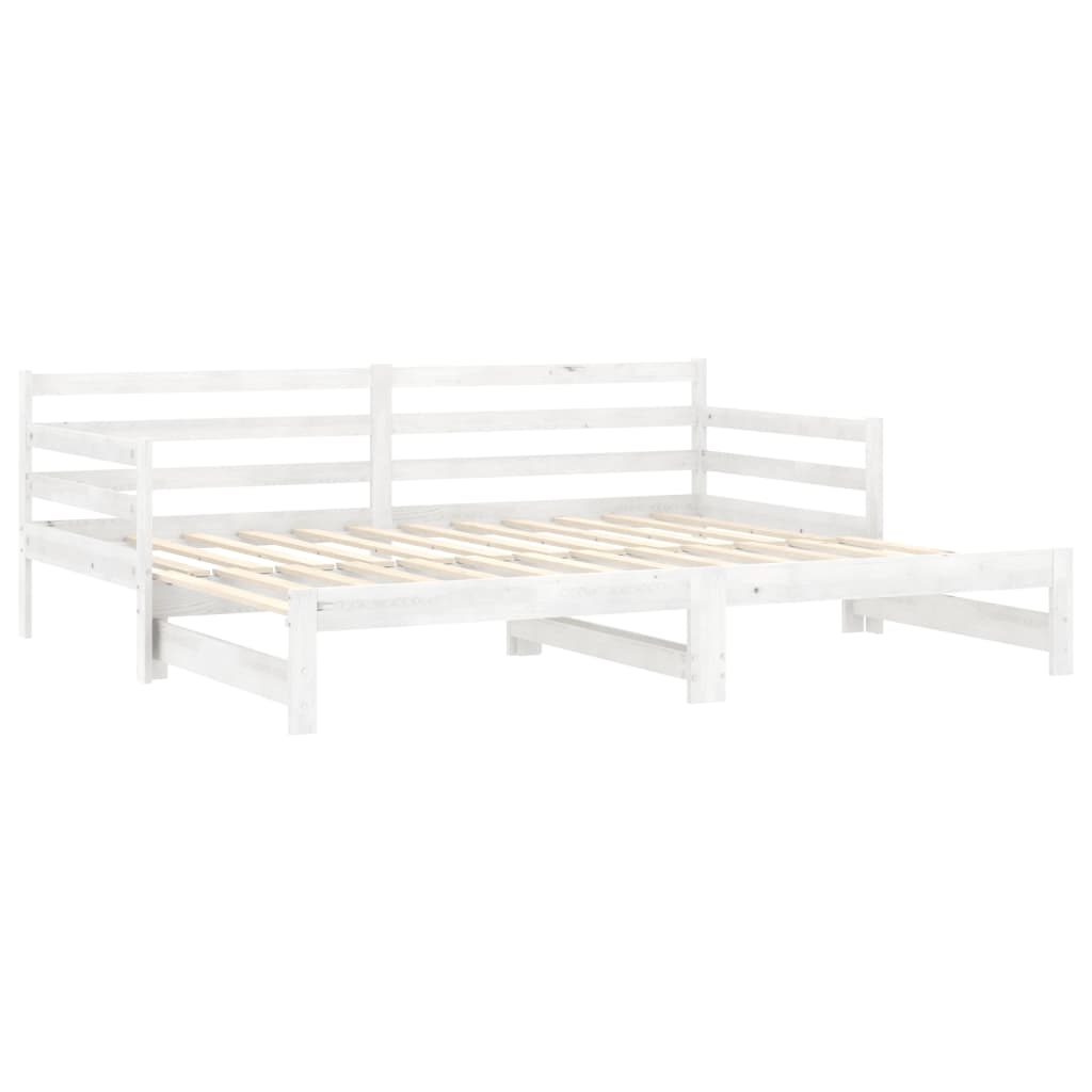 vidaXL Łóżko wysuwane, 2 x (90x200) cm, białe, lite drewno sosnowe