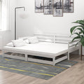 vidaXL Łóżko wysuwane, 2 x (90x200) cm, białe, lite drewno sosnowe