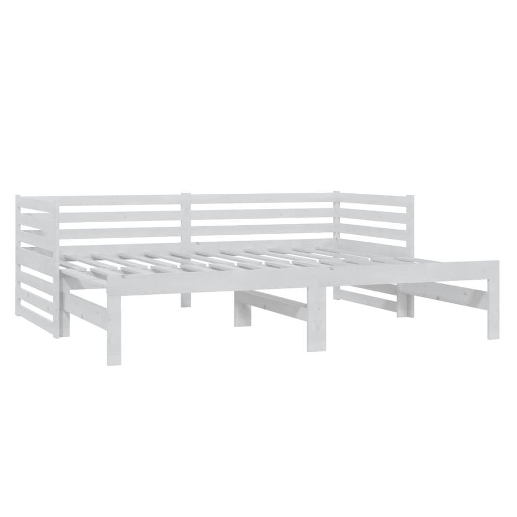 vidaXL Łóżko wysuwane, 2 x (90x200) cm, białe, lite drewno sosnowe
