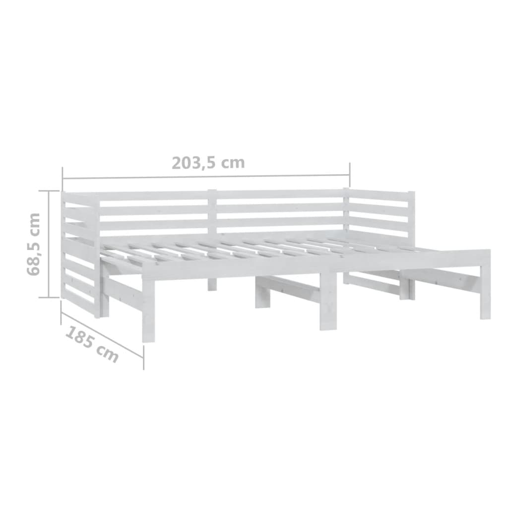 vidaXL Łóżko wysuwane, 2 x (90x200) cm, białe, lite drewno sosnowe