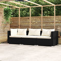 vidaXL 3-osobowa sofa z poduszkami, czarna, polirattanowa
