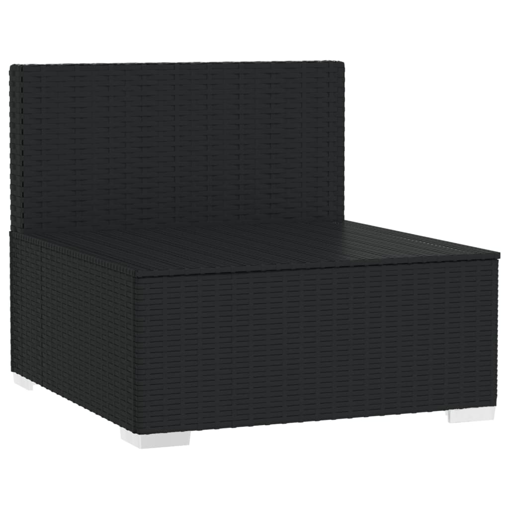 vidaXL 3-osobowa sofa z poduszkami, czarna, polirattan