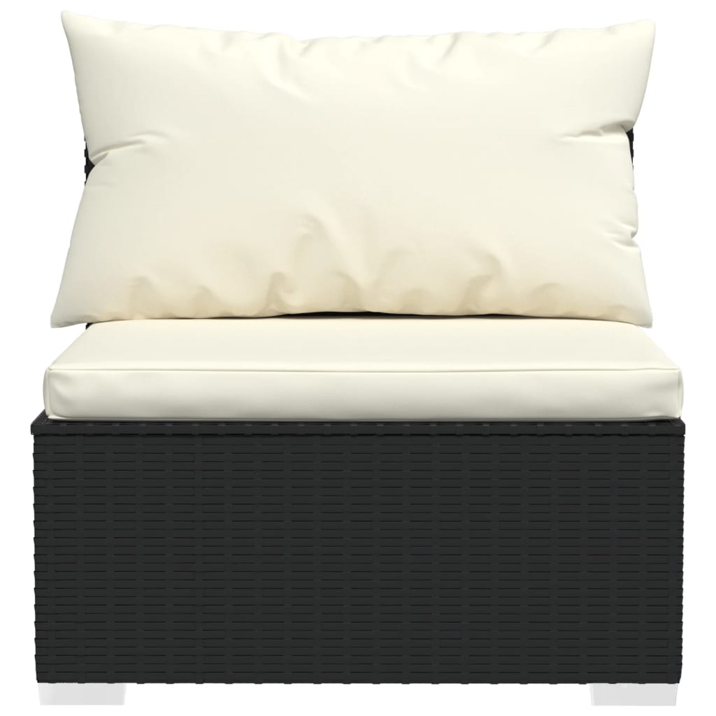 vidaXL 3-osobowa sofa z poduszkami, czarna, polirattan