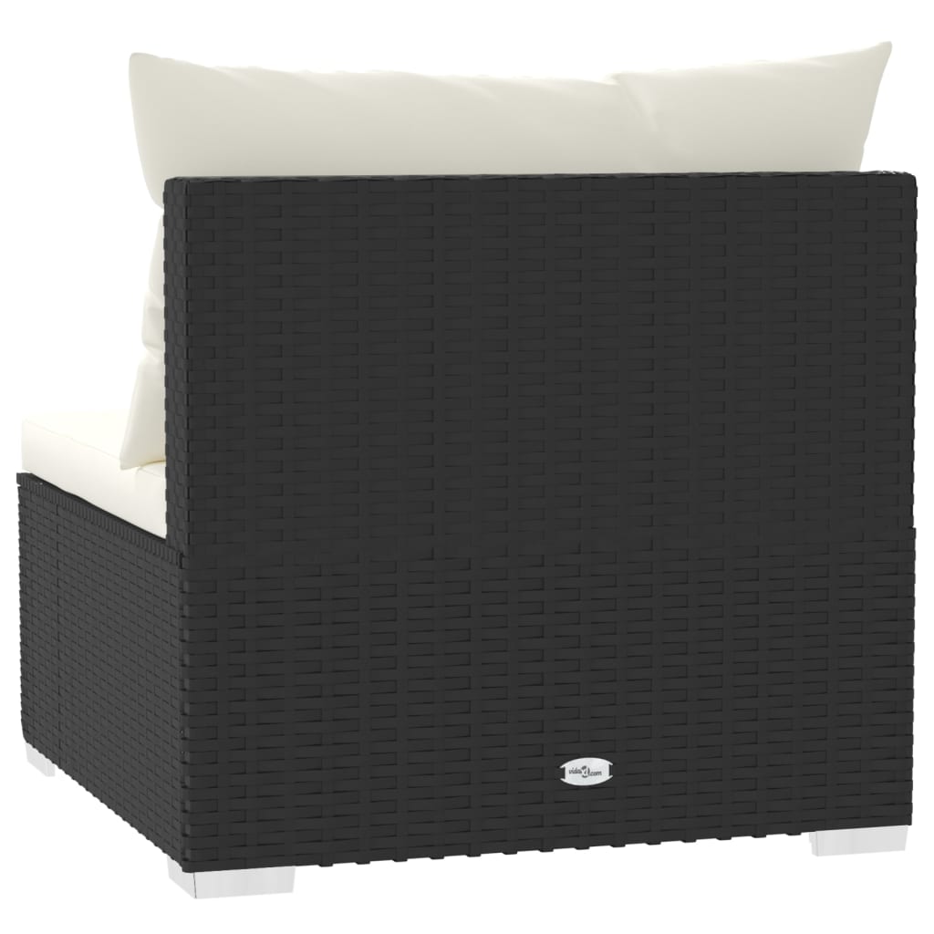 vidaXL 3-osobowa sofa z poduszkami, czarna, polirattan