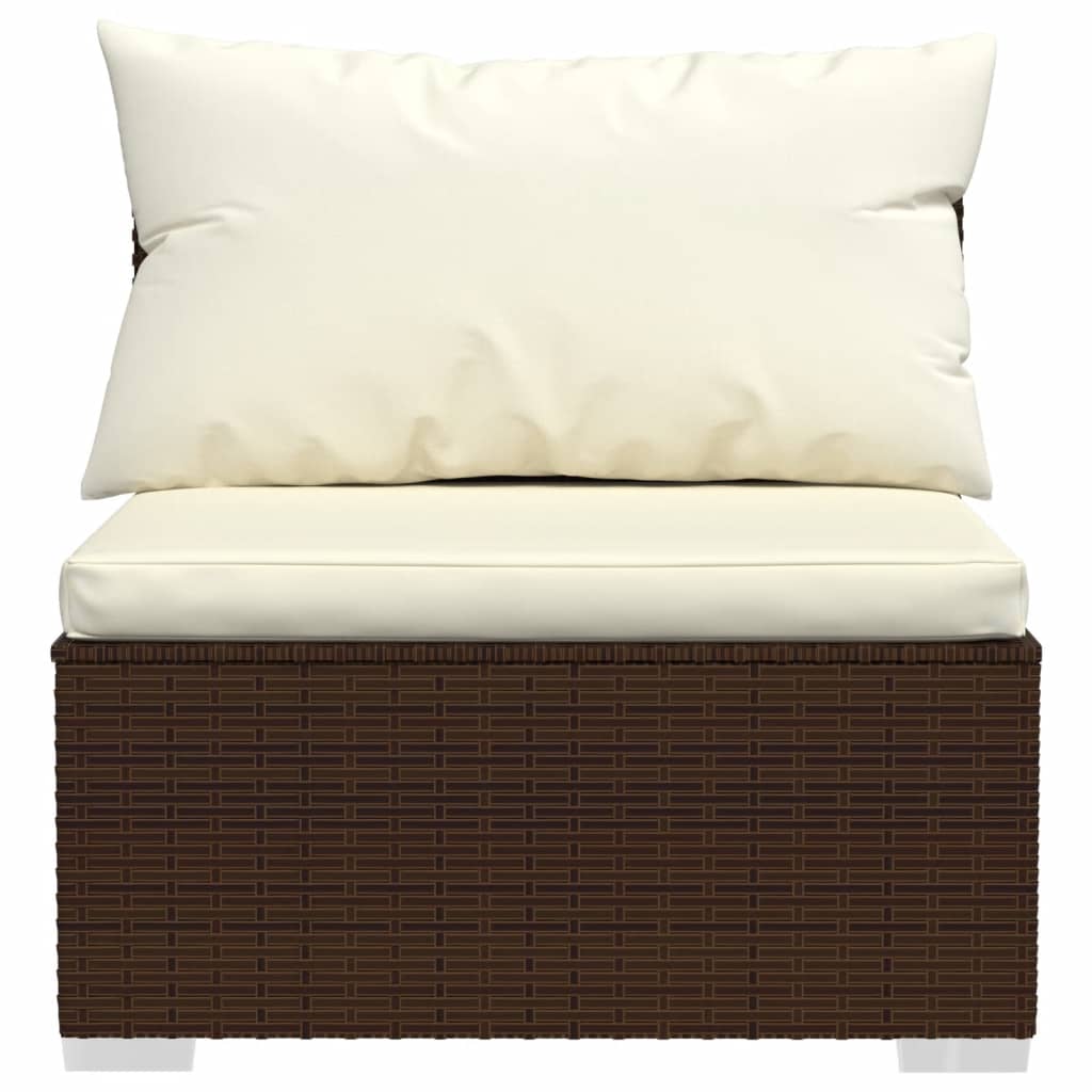 vidaXL 3-osobowa sofa z poduszkami, brązowa, polirattan