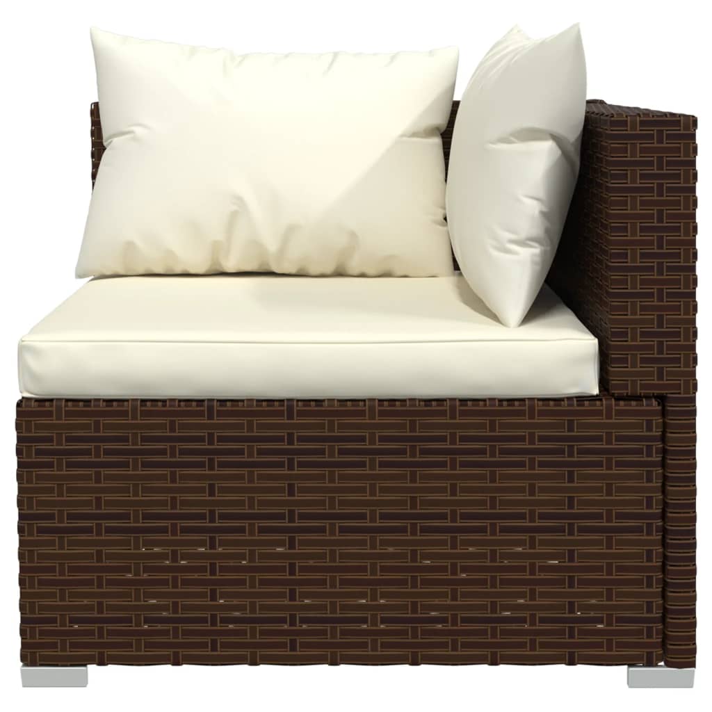 vidaXL 3-osobowa sofa z poduszkami, brązowa, polirattan