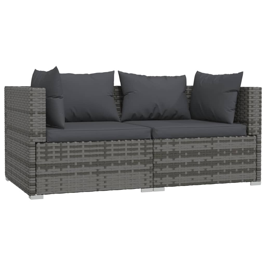 vidaXL 3-cz. zestaw wypoczynkowy do ogrodu, poduszki, szary rattan PE